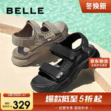 百丽厚底沙滩鞋男鞋25夏新休闲户外运动凉鞋A1514BL5 黑色 43