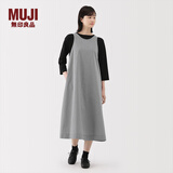 MUJI女式 易干平纹无袖连衣裙 女装裙子长裙背心裙25年冬季连身裙 深藏青色格纹 M （160/84A）