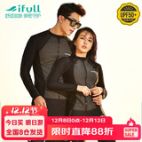 宜肤情侣潜水服女分体长袖防晒水母服浮潜服冲浪服男士套装显瘦游泳衣