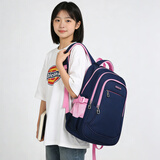 Edison初中生书包护脊减负防泼水大容量双肩包中学生背包L796-2蓝粉色