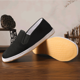 红青百年老北京布鞋男千层底传统布鞋黑色透气软底一脚蹬爸爸鞋轻便工作鞋 升级面料(耐磨贴片) 42 (建议买大1码）