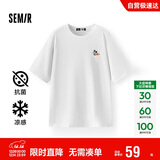 森马（Semir）【多彩凉感T】短袖t恤女夏中长款宽松舒适刺绣上衣109324100007