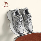 骆驼（CAMEL）【耀月】老爹鞋女潮酷撞色厚底休闲鞋 L24A255651R 银色(加绒) 37