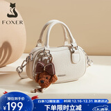 金狐狸（FOXER）女士包包女包大容量保龄球包单肩包斜挎包手提包圣诞节礼物送女友