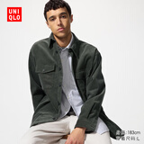 优衣库男装女装灯芯绒工装衬衫长袖衬衣休闲复古480295 56 橄榄色 XS