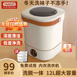 YANGZI扬子集团半全自动迷你洗衣机小型洗脱一体 内衣内裤洗衣机学生宿舍 婴儿洗袜子机带脱水租房半自动 升级款12L白【蓝光+CLE深度清洁+低音净洗】