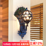 凯优美（KAIYOUMEI）欧式户外壁灯 室外阳台防水led灯具庭院花园别墅门前复古挂墙壁灯 孔雀壁灯/彩色（led三色灯泡）