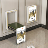 好战友（haozhanyou）折叠换鞋凳家用门口壁挂式穿鞋凳伸缩超窄省空间墙上折叠椅 白色-简易山水