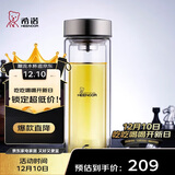 希诺（heenoor）抗菌玻璃杯双层防烫办公车载水杯男高档泡茶杯子XN-9607K 410mL