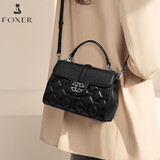 金狐狸（FOXER）头层皮女士包包女包大容量高级菱格手提包单肩斜挎包母亲节礼物