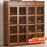 安尔雅新中式鞋柜门口简易鞋架家用收纳透气大容量多层玄关柜 四门加高