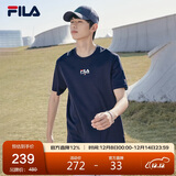 FILA斐乐官方短袖T恤男2025年夏季时尚纯棉圆领透气男士运动t恤针织衫