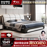 香丽华庭 皮床现代北欧大小户型双人床简约婚床实木软体床卧室家具 床+压缩卷包独立袋乳胶垫+1柜 1.8米*2米框架结构款(升级床板)