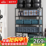 溢彩年华 置物架落地多层仓储货架层架家用阳台储物架厨房收纳架子2805BK