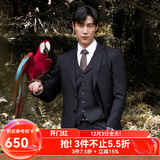 雅戈尔（YOUNGOR）套西上衣男227F款二粒单排扣修身版商务西服纯羊毛不易皱 黑色VOTX220227AIA上衣标准版 XL 180/100A