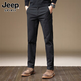 JEEP SPIRIT吉普休闲裤男秋冬季韩版裤子男士商务弹力直筒男裤 黑色 33