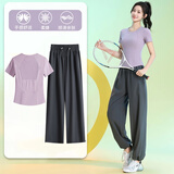 百思绒易打理高级感瑜伽服女速干健身衣专业网球跑步运动套装大码训练服