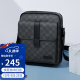 高尔夫GOLF单肩包男士大容量时尚印花斜挎包男竖款可装ipad手机包商务休闲小方包随身挂包男5I798466J灰配黑