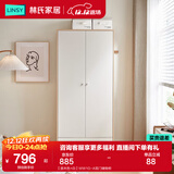 林氏家居小户型新款衣柜卧室家用木质出租房挂衣柜WW1G 【原木色+白】WW1G-A双门储物柜