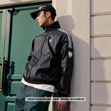 adidas休闲简约三条纹梭织立领夹克外套男装秋季阿迪达斯三叶草   黑色（推荐选大一码）   L