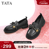 他她（TATA）通勤百搭乐福鞋春季新款方跟小皮鞋女单鞋WCPA1AA3 黑色 36