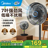 美的电风扇落地扇 家用台式立式两用电扇 纯铜电机 7叶仿生扇叶 3档风力调节 顶部旋钮简易操控 黑色