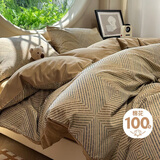 无印良品全棉磨毛床上四件套1.8/2米床100%纯棉床单加大被套220*240cm