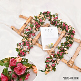 花点馨意仿真玫瑰假花藤条缠绕水管遮挡客厅吊顶室外布置品 玫红色2条0404