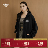 adidas 2025针织运动连帽夹克外套男女秋季阿迪达斯三叶草   黑色   XL