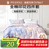 罗莱家纺 全棉四件套床笠款纯棉床上用品床单被套云梦薇220*250