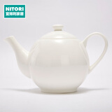 NITORI宜得利家居 现代简约碗碟盘子圆盘汤勺纯白骨瓷系列餐具套装 700ml茶壶 纯白骨瓷