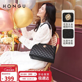 红谷女包简约休闲时尚菱格单肩包头层牛皮斜挎包 元旦生日礼物