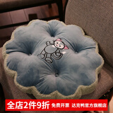 达克鸭卡通圆形坐垫女学生教室凳子垫子椅垫冬儿童小屁垫软加厚榻榻米垫 深绿猫咪M 40cm(直径)