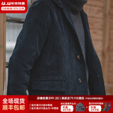 马登工装 美式复古中长款灯芯绒风衣秋季外搭过膝条绒大衣男外套 黑色 XL