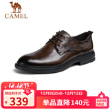 骆驼（CAMEL）德比轻便舒适抓花牛皮商务正装男士皮鞋 GE12235360 棕色 41