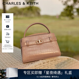 CHARLES&KEITH鳄鱼纹凯莉包手提斜挎婚包包女包生日礼物新年礼物CK2-50270880-1 BLUSH浅红色 S