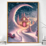 帕提拉（patila）雪景童话屋城堡5d钻石画满钻十字绣2023新款钻石贴画手工diy带框 K款 圆钻 画心30x40-带白框-彩盒装