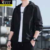 啄木鸟男士工装夹克外套2025秋冬季新款连帽青年潮流宽松休闲上衣服 黑色 4XL