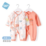 舒贝怡2件装婴儿衣服新生儿连体衣春秋男女满月宝宝纯棉蝴蝶衣粉色 52CM