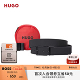 雨果博斯HUGO【新年礼物】男士针扣加牌扣双面皮革腰带 004-黑色-默认无礼盒 均码