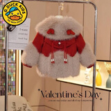 G.duck皮草秋冬季女童宝宝新款红色公主外套小童棉衣加绒加厚韩版洋气潮 红色(外套) 130