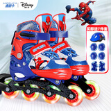 迪士尼（Disney）轮滑鞋儿童溜冰鞋男女童滑冰鞋初学可调直排蜘蛛侠旱冰鞋送礼物