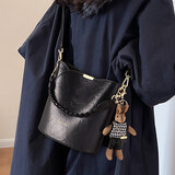 YUYULA牛皮包包女包斜挎水桶包通勤轻奢单肩包生日元旦礼物送女生女友