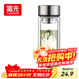 富光双层玻璃杯大容量带茶隔水杯高硼硅泡茶杯子商务男士办公杯320ml