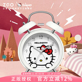 正港（ZGO）x三丽鸥 儿童闹钟女孩桌面床头钟夜光可爱小闹铃闹钟学生专用起床神器 【090】HelloKitty-白色A款4寸