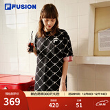 FILA FUSION 斐乐潮牌女子针织连衣裙夏新款宽松潮流运动裙子 深黑-BK（宽松版） S 160/80A