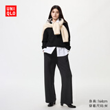 优衣库常规款女装直筒裤/内里摇粒绒保暖479695 09 黑色 M /160/68A