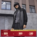 adidas拒水加绒内胆三合一连帽外套男女秋冬阿迪达斯官方轻运动   固态深灰   XL