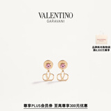 华伦天奴VALENTINO[礼物]女士 VLOGO SIGNATURE 金属耳环 金色/粉红色 均码