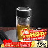 希乐玻璃杯双层玻璃水杯高颜值男士商务办公茶水分离杯便携泡茶杯子